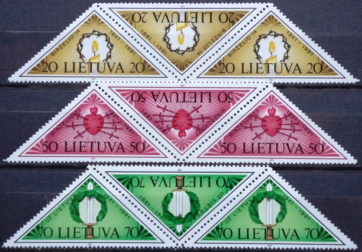 Lietuva, pilna serija juostelėmis MiNr 477-479 MNH** Bx1