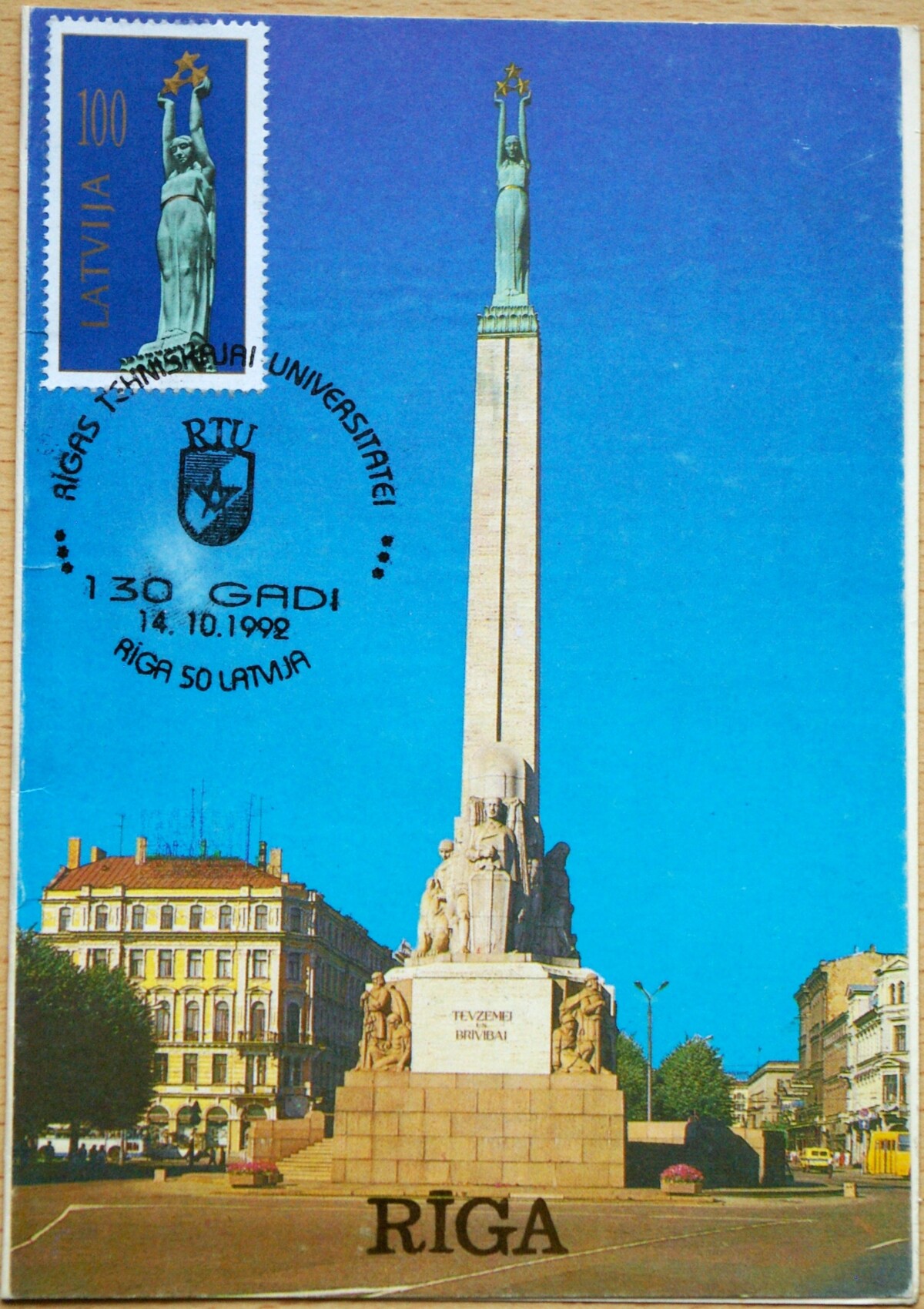 Latvija, 1992m atvirutė su pirmos dienos antspaudu G