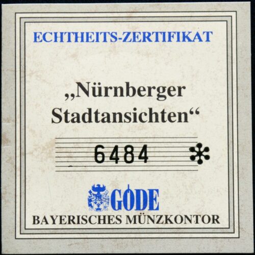 Vokietija, Niurnbergo miesto medalis, 1999 m. PROOF
