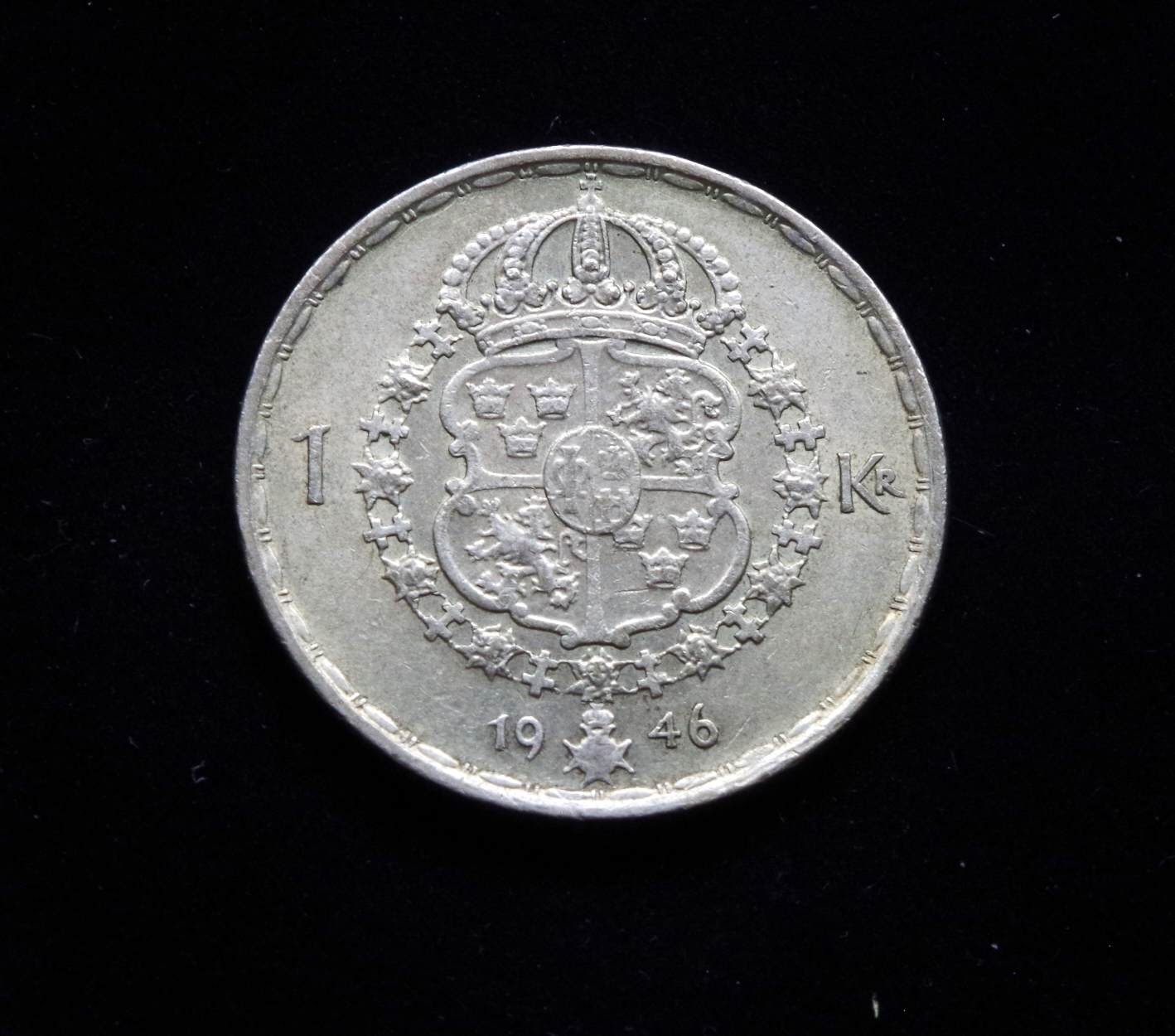 Švedija, SIDABRINĖ 1 krona 1946m E