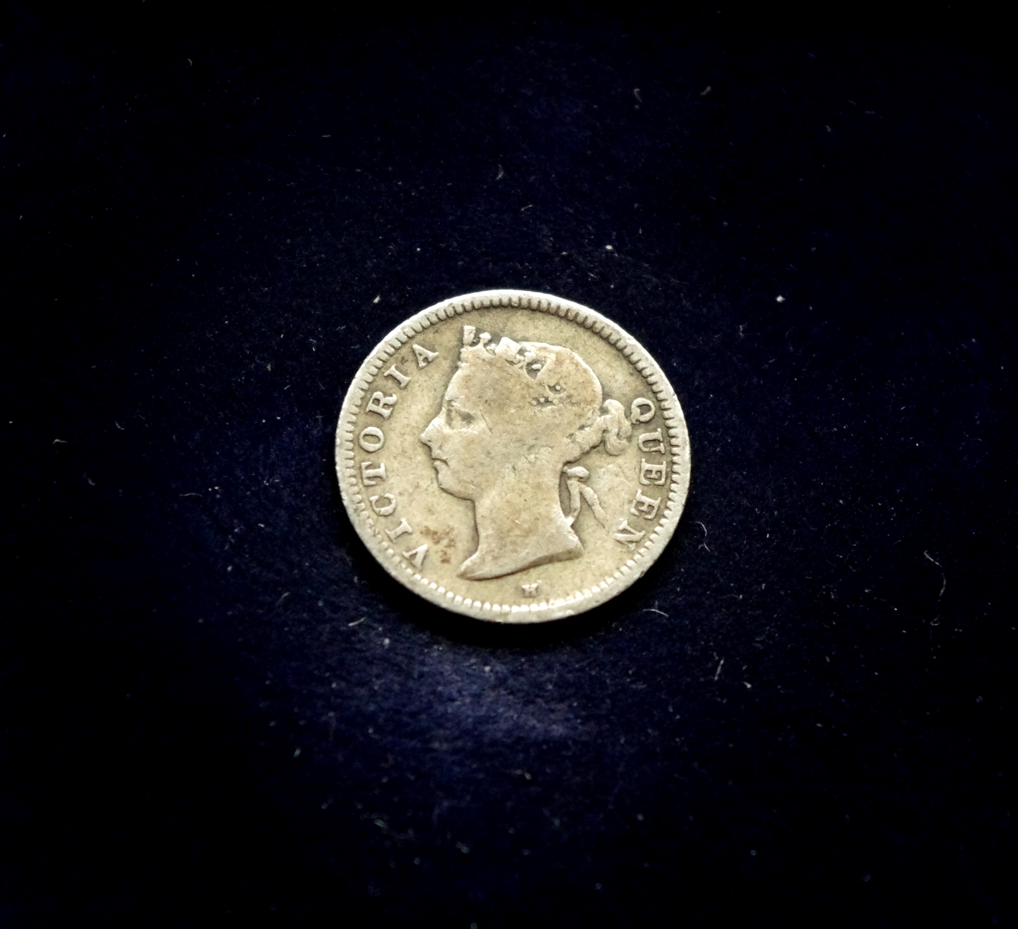 Honkongas, SIDABRINIAI 5 centai 1891m-H E