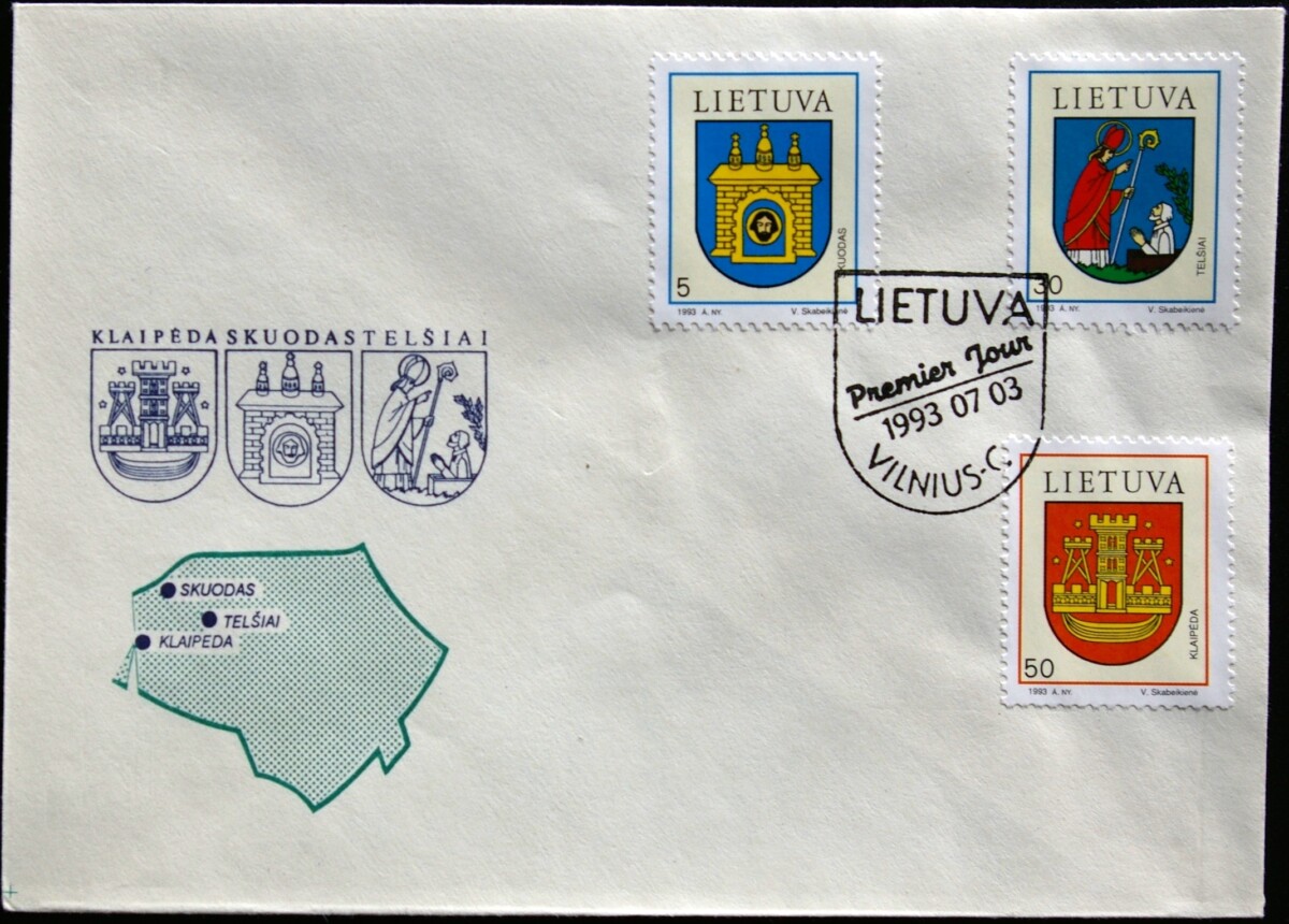 Lietuva, 1993m pirmos dienos vokas su MiNr 526-528