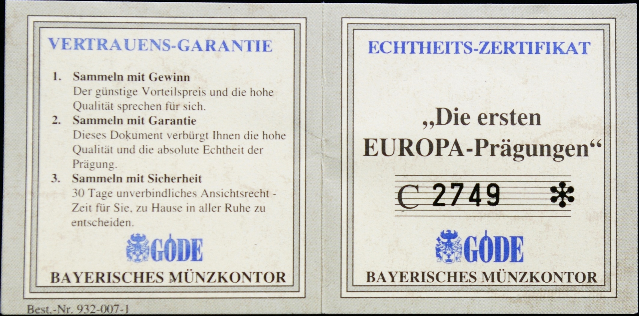 Vokietija, Europos medalis, 1998 m. PROOF Vokietija, Europos medalis, 1998 m. PROOF