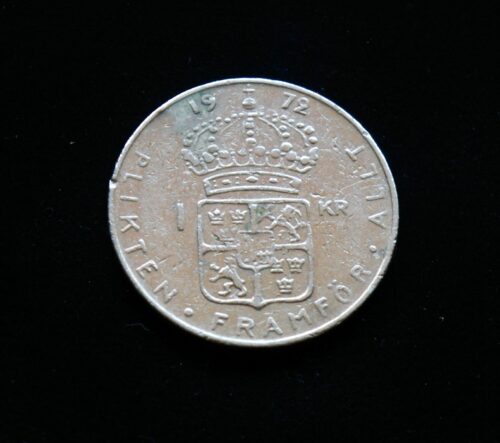 Švedija, 1 krona 1972m E