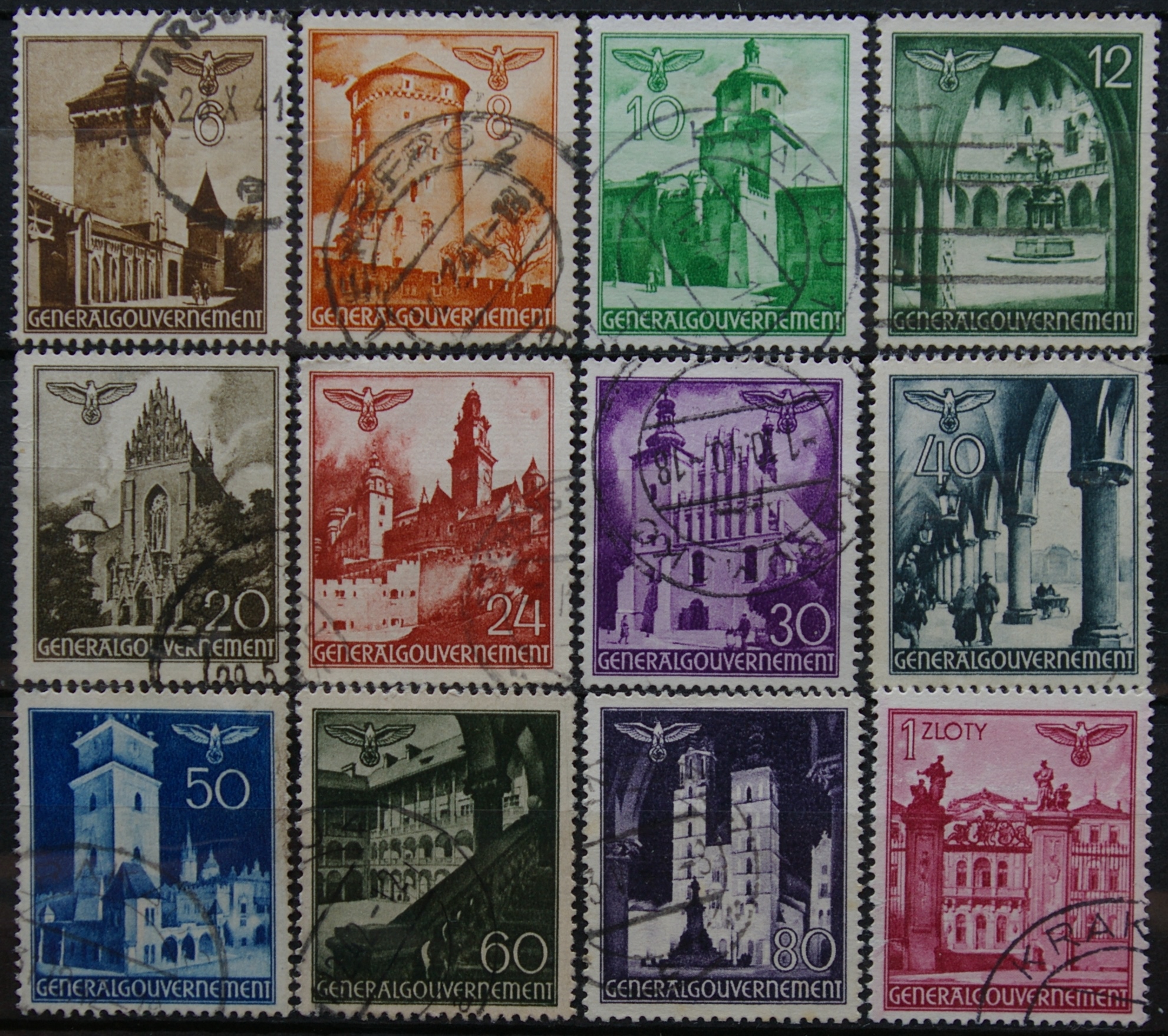 Vokietijos Reichas, Lenkijos okupacija, pilna serija, MiNr 40-51 Used(O)