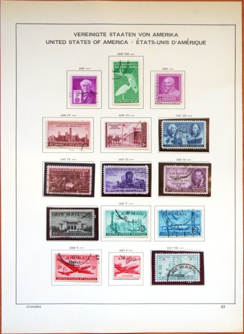 JAV 1945-1955 metų pašto ženklų kolekcija Used(O)