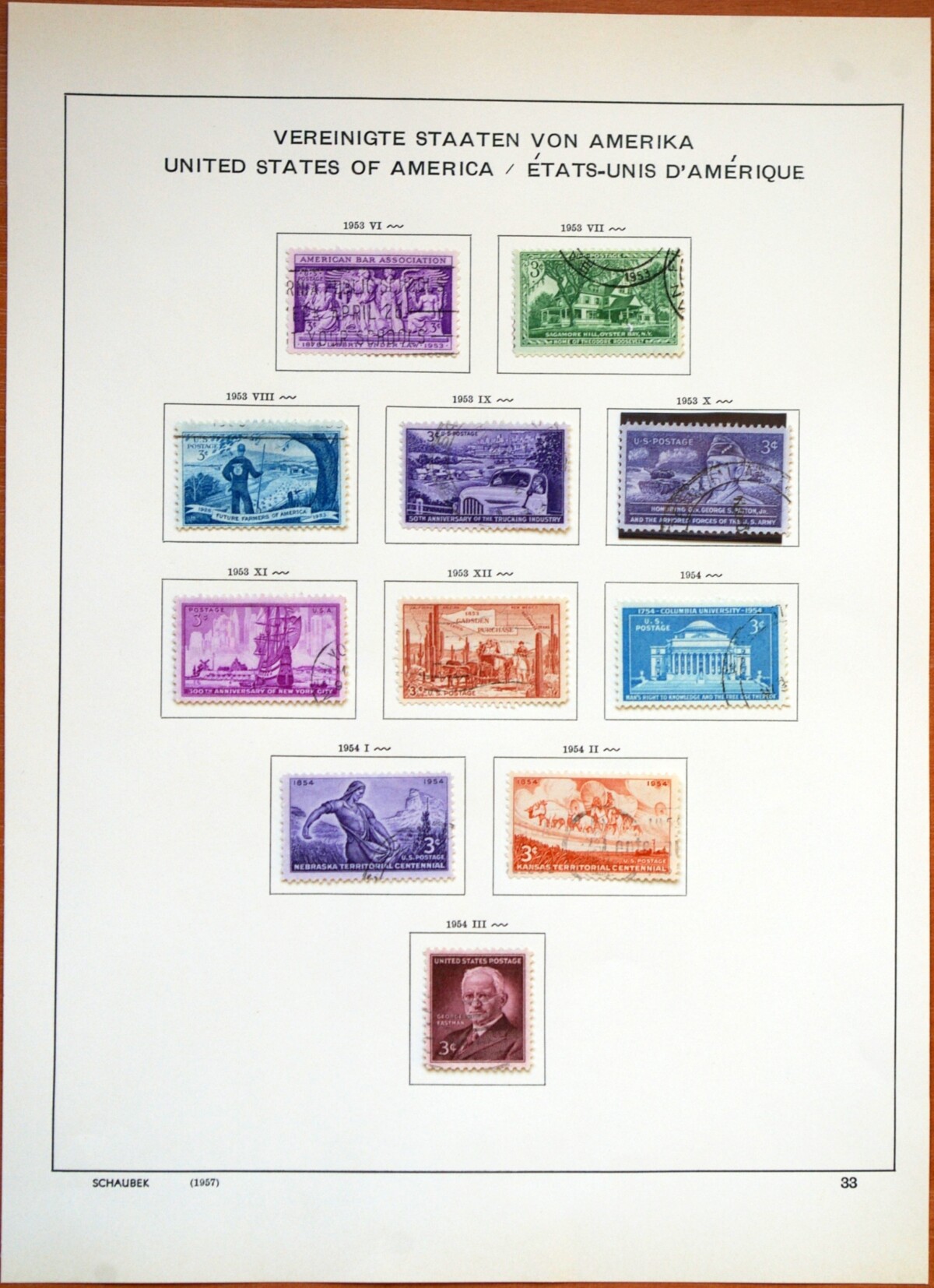 JAV 1945-1955 metų pašto ženklų kolekcija Used(O)