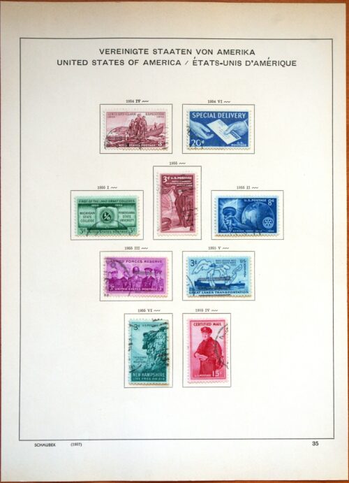 JAV 1945-1955 metų pašto ženklų kolekcija Used(O)