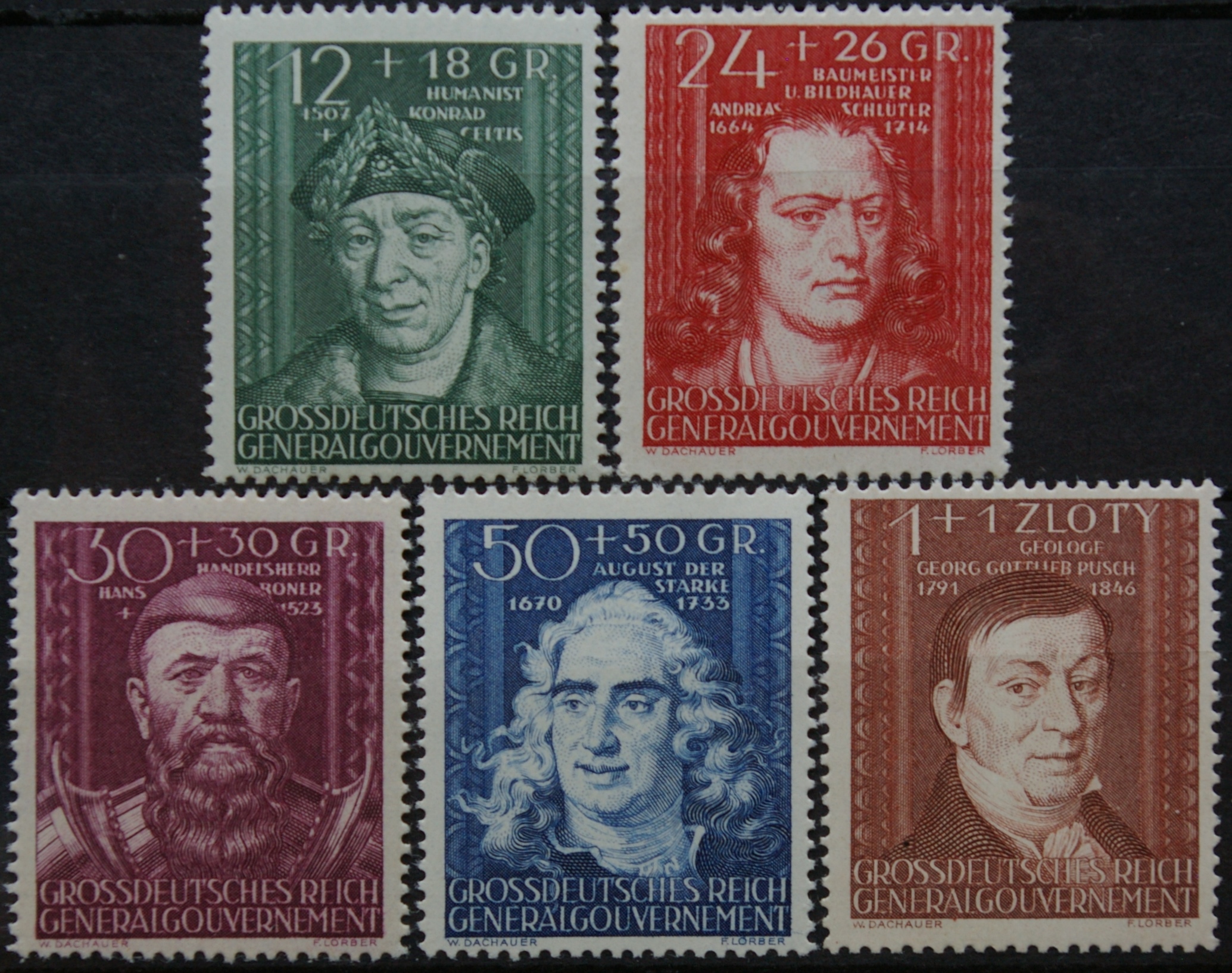 Vokietijos Reichas, Lenkijos okupacija, pilna serija, MiNr 120-124 MNH**