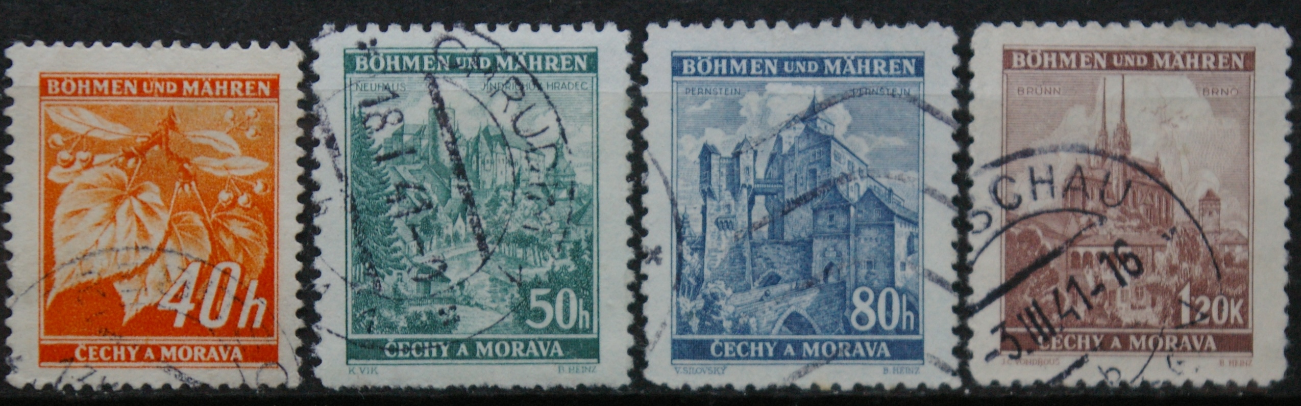 Vokietijos Reichas, Čekijos okupacija, pilna serija, MiNr 38-41 Used(O)