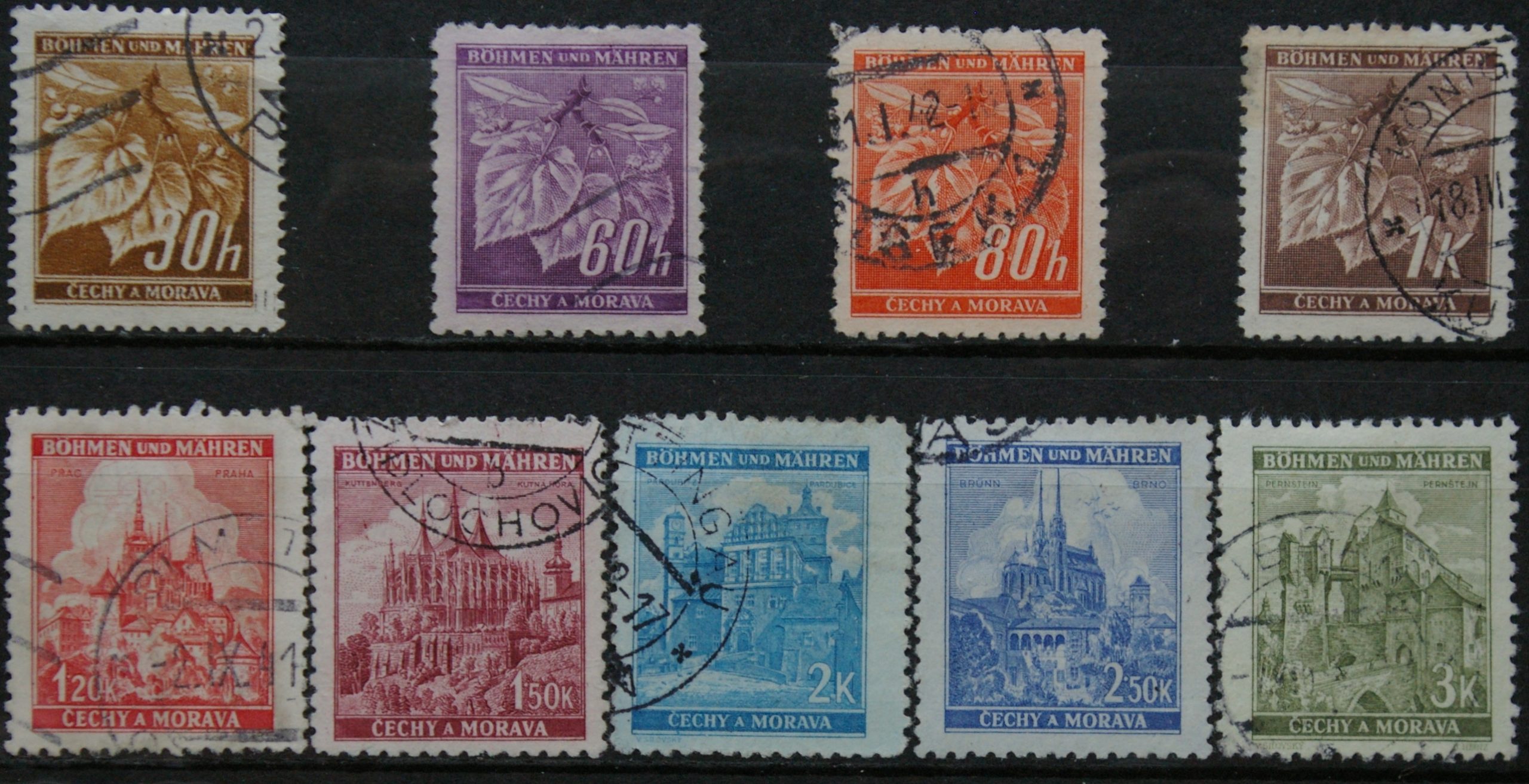 Vokietijos Reichas, Čekijos okupacija, pilna serija MiNr 65-72+64 Used (O)