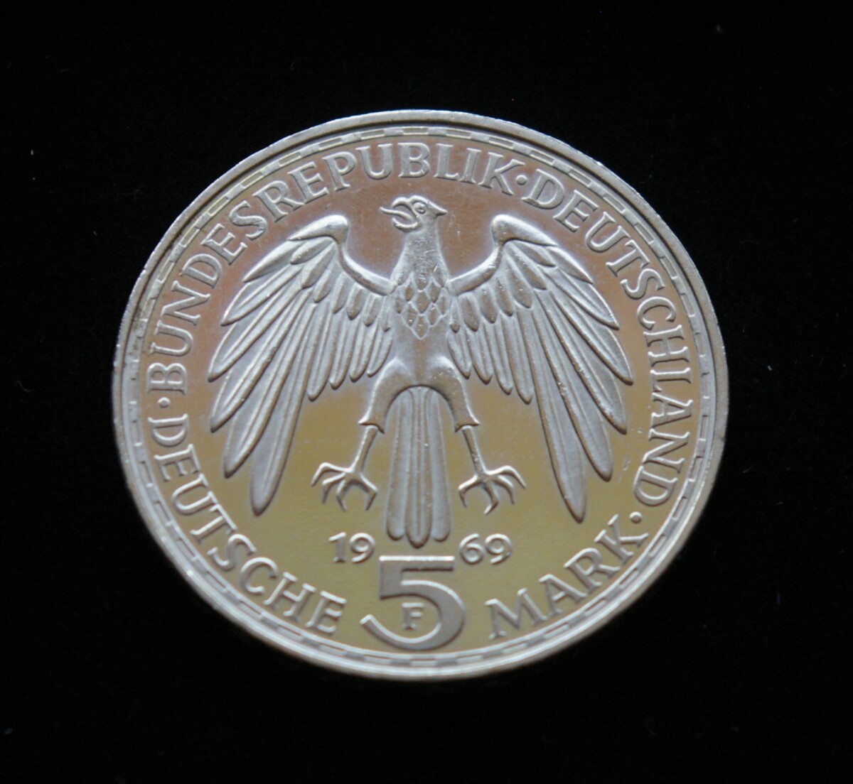 Vokietija, SIDABRINĖS proginės 5 markės 1969m-F