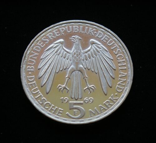 Vokietija, SIDABRINĖS proginės 5 markės 1969m-F