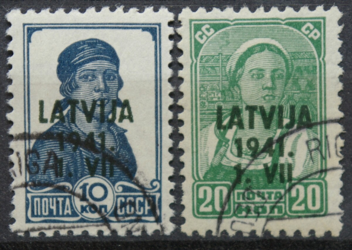 Vokietijos Reichas, Latvijos okupacija MiNr 2, 4 Used(O)