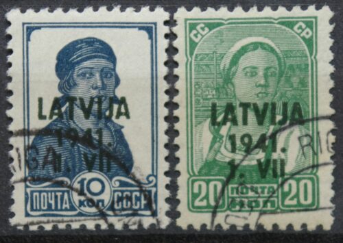 Vokietijos Reichas, Latvijos okupacija MiNr 2, 4 Used(O)