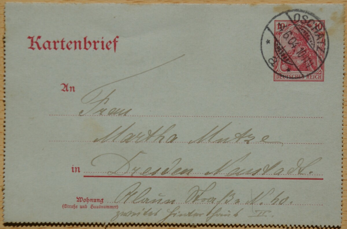 Vokietijos Reicho 1904m vokas/laiškas