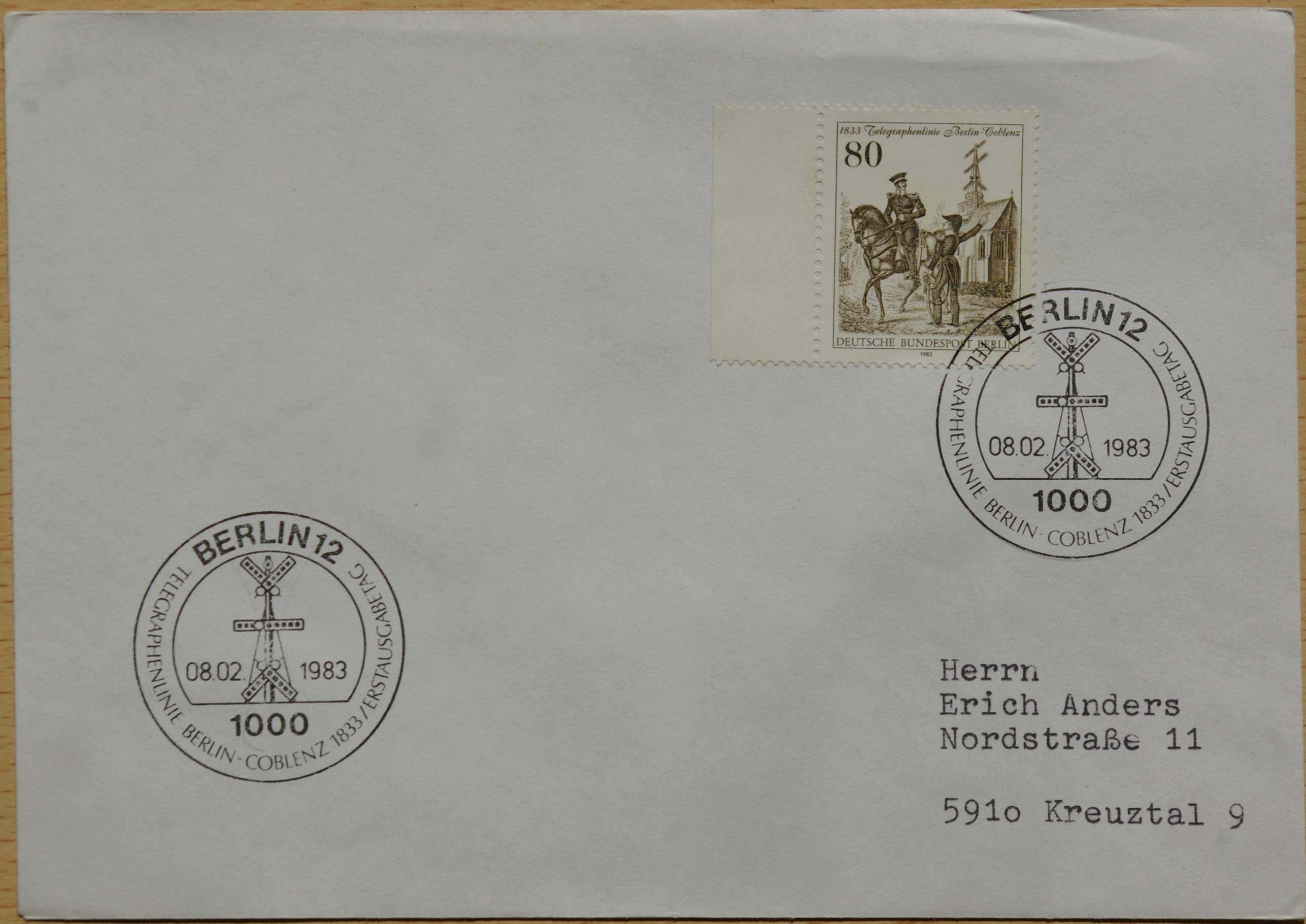 Vokietija, Vakarų Berlynas, 1983m pirmos dienos vokas su MiNr 693