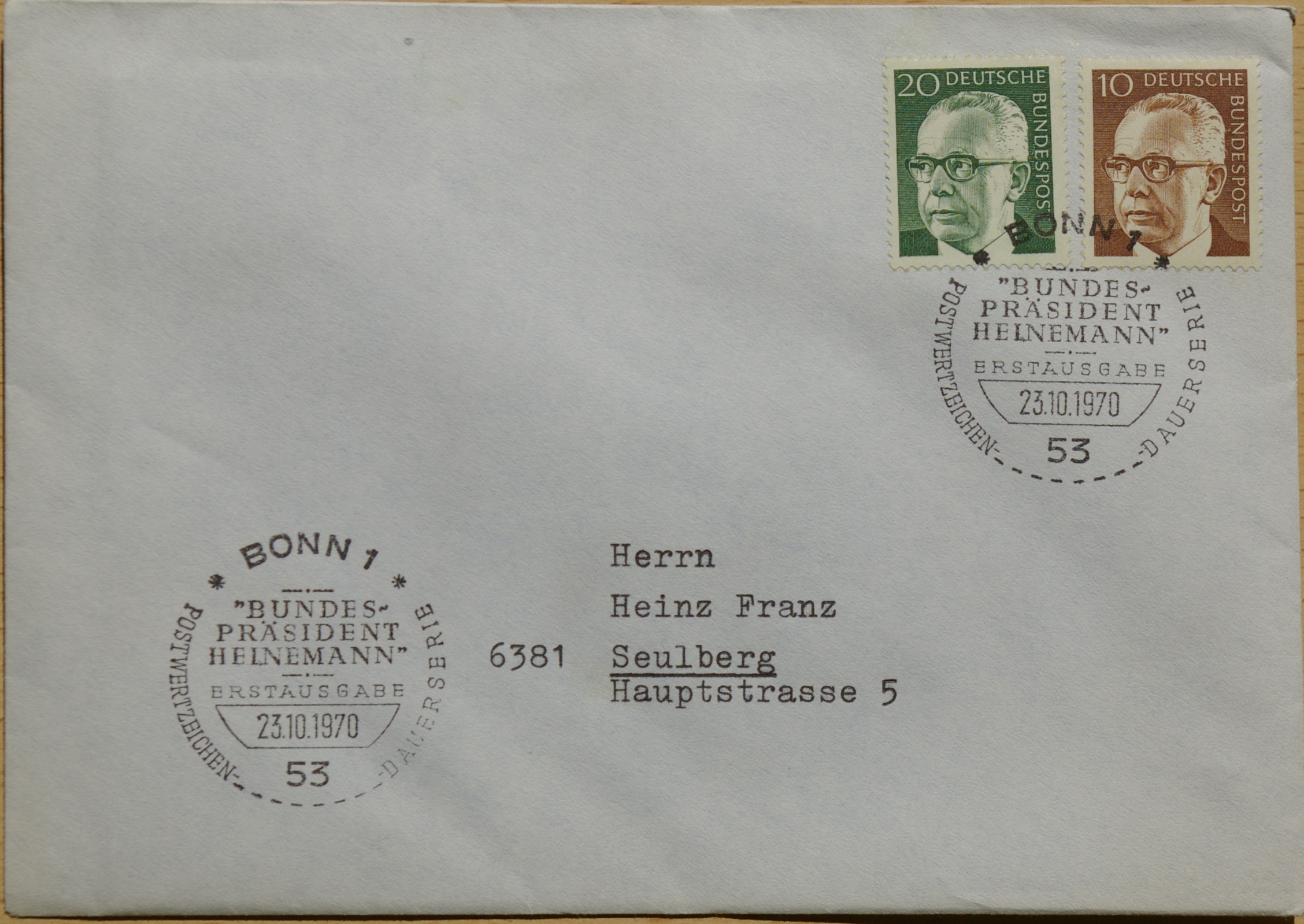 Vokietija, 1970m pirmos dienos vokas su MiNr 636-637