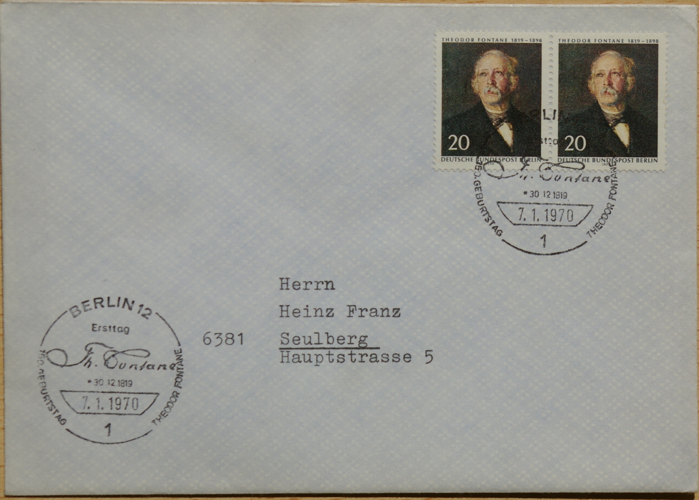 Vokietija, Vakarų Berlynas 1970m pirmos dienos vokas su MiNr 353