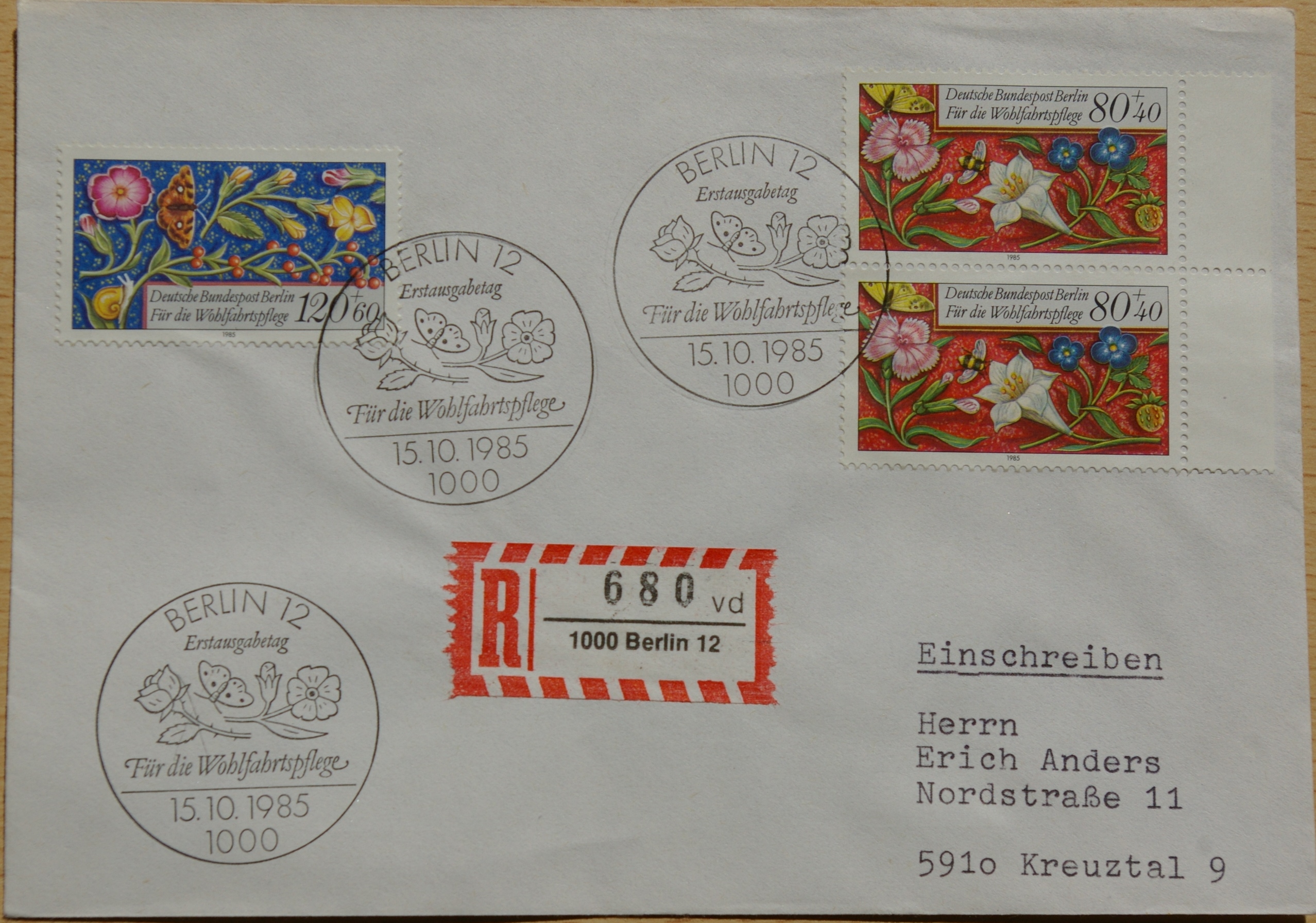 Vokietija, Vakarų Berlynas 1985m pirmos dienos vokas su MiNr 746-747