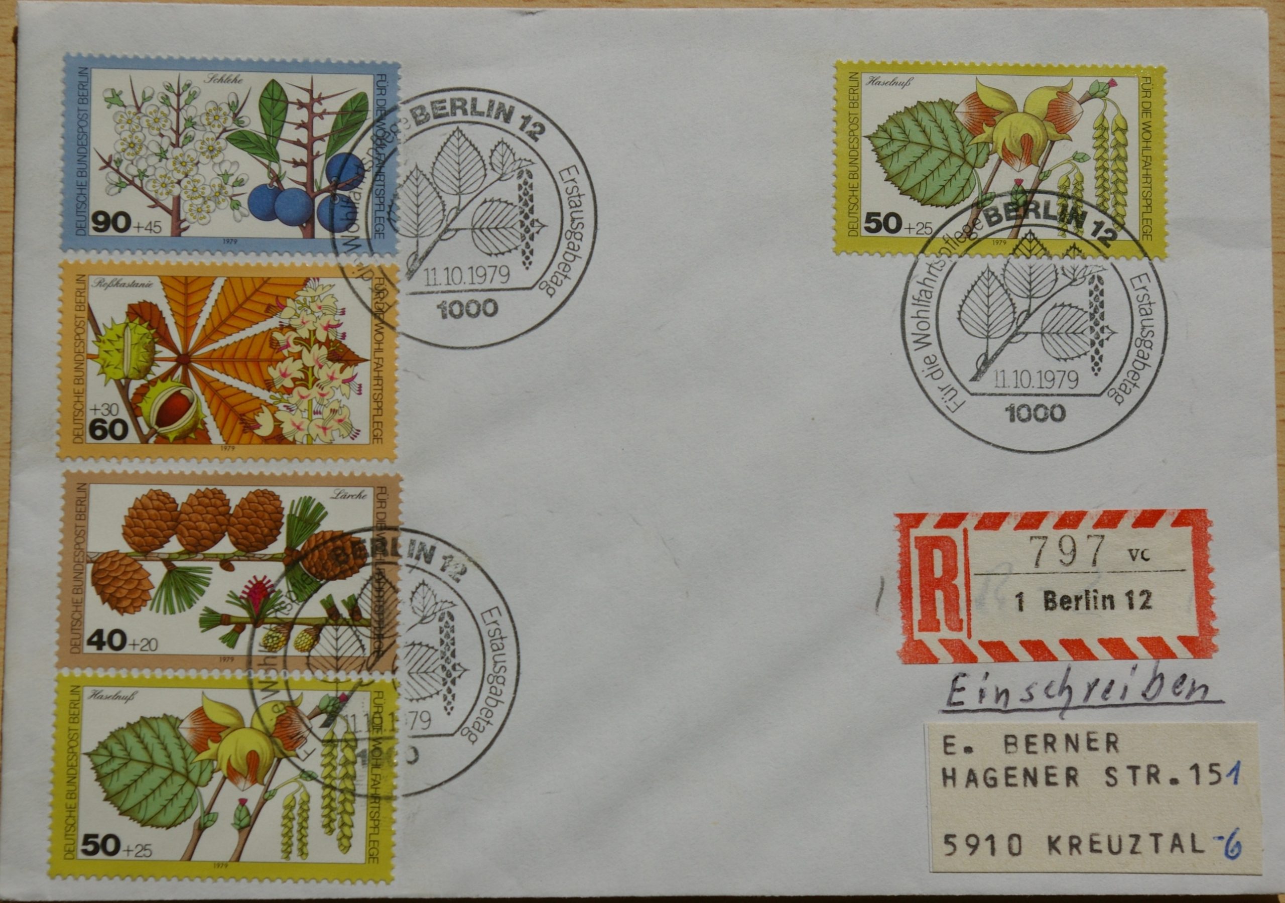 Vokietija, Vakarų Berlynas 1979m pirmos dienos vokas su MiNr 607-610