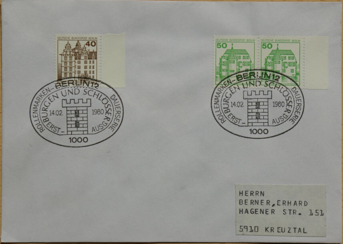 Vokietija, Vakarų Berlynas 1980m pirmos dienos vokas su MiNr 614-615