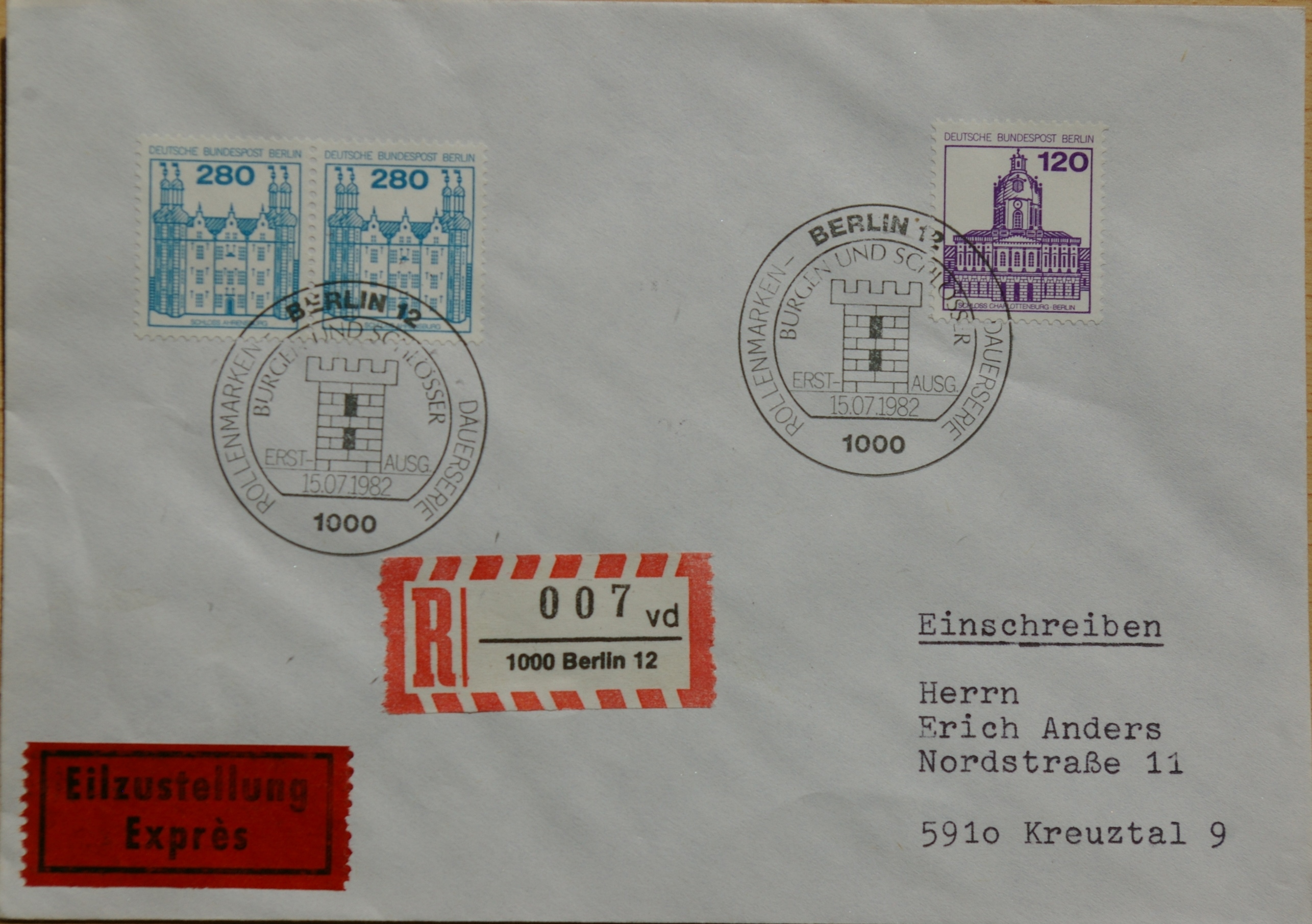 Vokietija, Vakarų Berlynas 1982m pirmos dienos vokas su MiNr 675-676