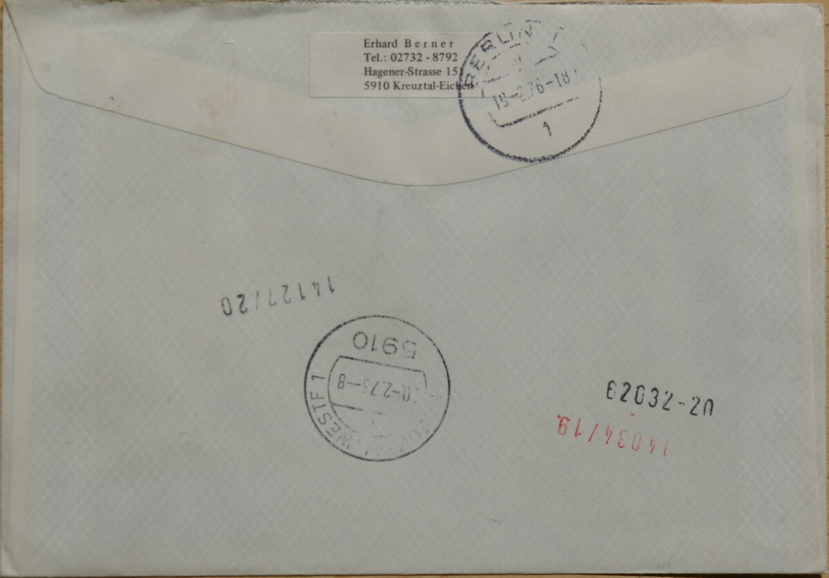 Vokietija, Vakarų Berlynas 1976m pirmos dienos vokas su MiNr 507
