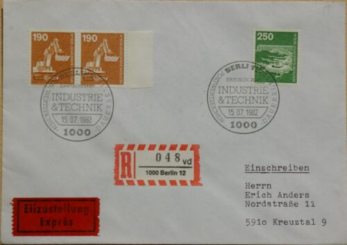 Vokietija, Vakarų Berlynas 1982m pirmos dienos vokas su MiNr 670-671