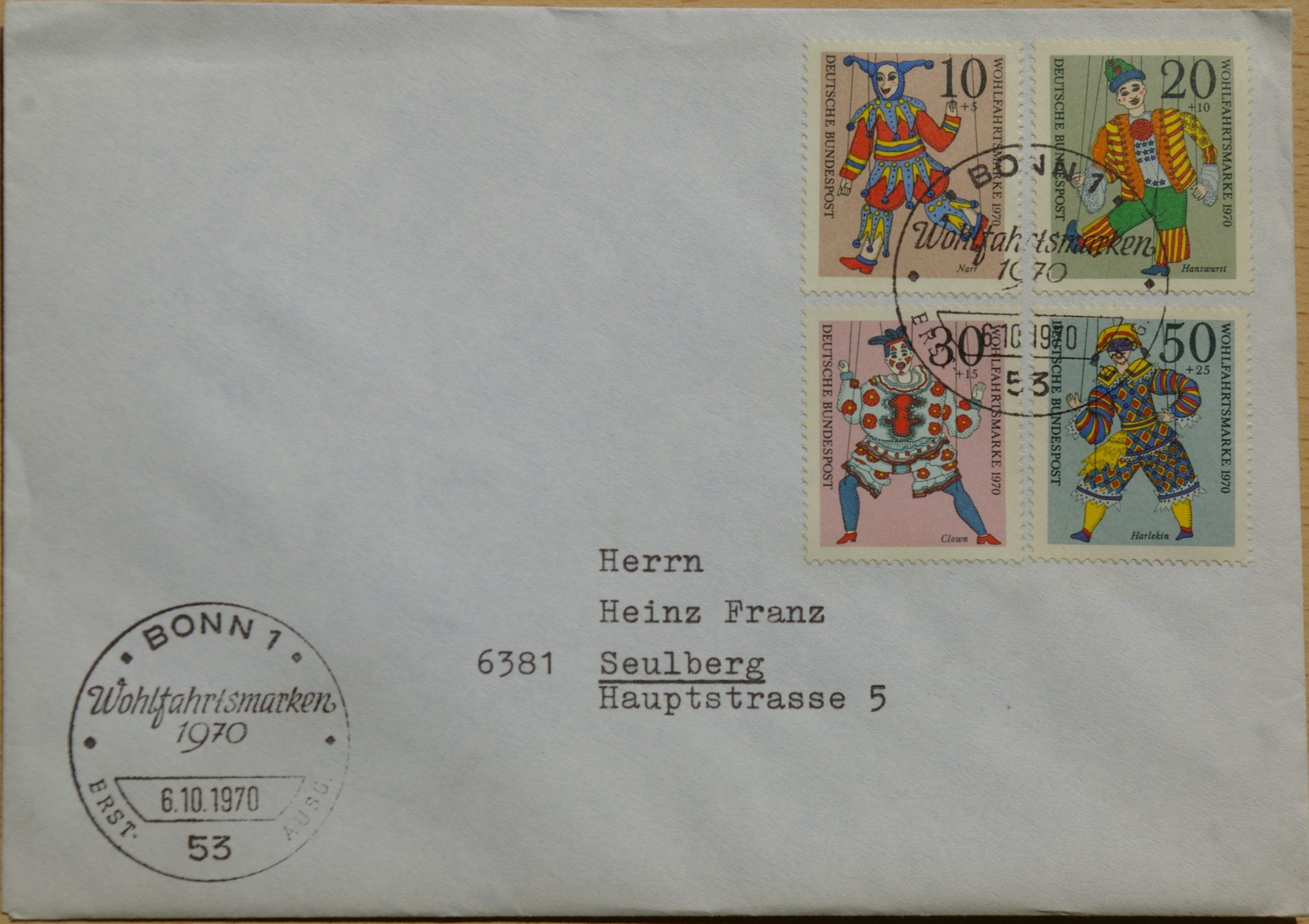 Vokietija 1970m pirmos dienos vokas su MiNr 650-653