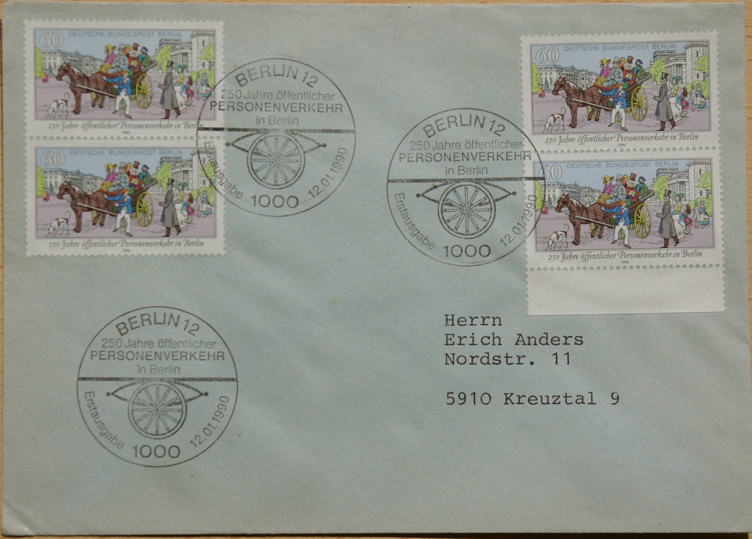 Vokietija, Vakarų Berlynas 1990m pirmos dienos vokas su MiNr 861