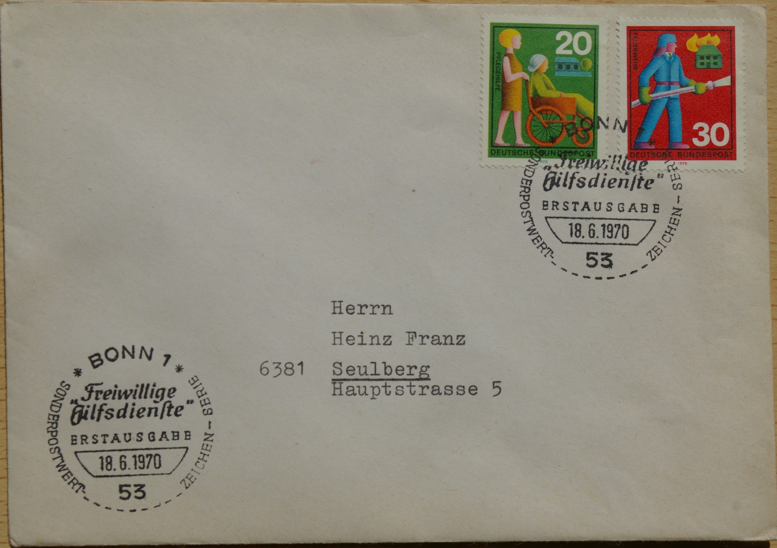 Vokietija 1970m pirmos dienos vokas su MiNr 631-632