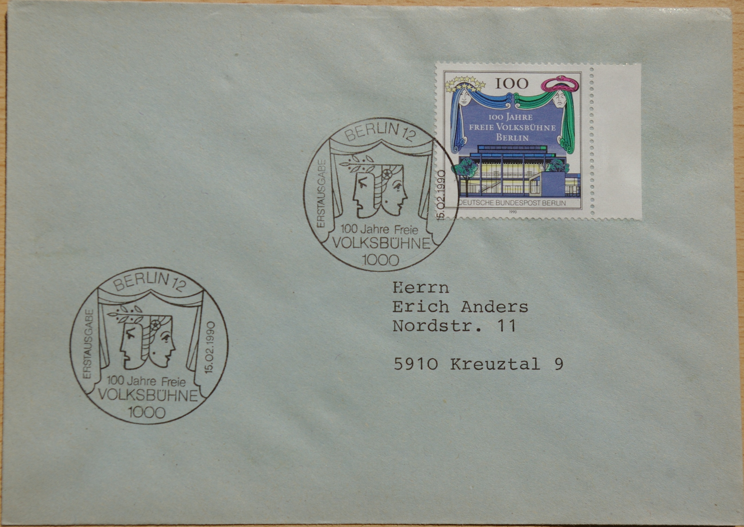 Vokietija, Vakarų Berlynas 1990m pirmos dienos vokas su MiNr 866