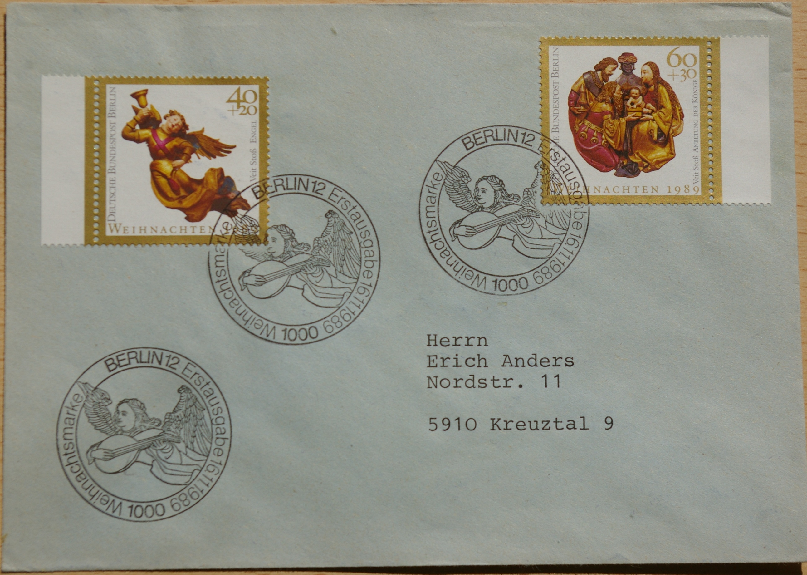 Vokietija, Vakarų Berlynas 1989m pirmos dienos vokas su MiNr 858-859