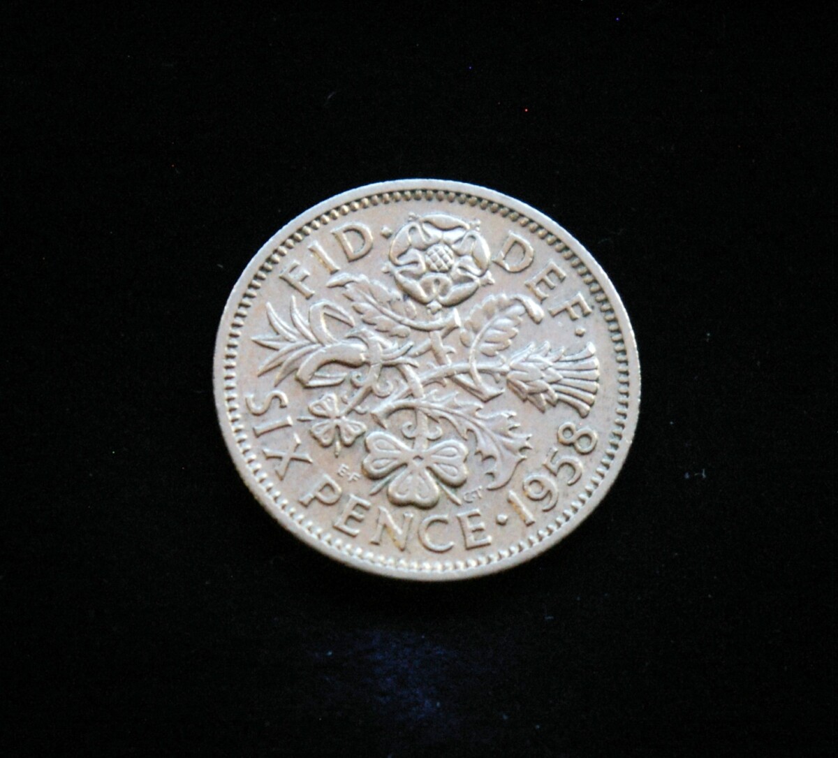 Didžioji Britanija, 6 pensai 1958m