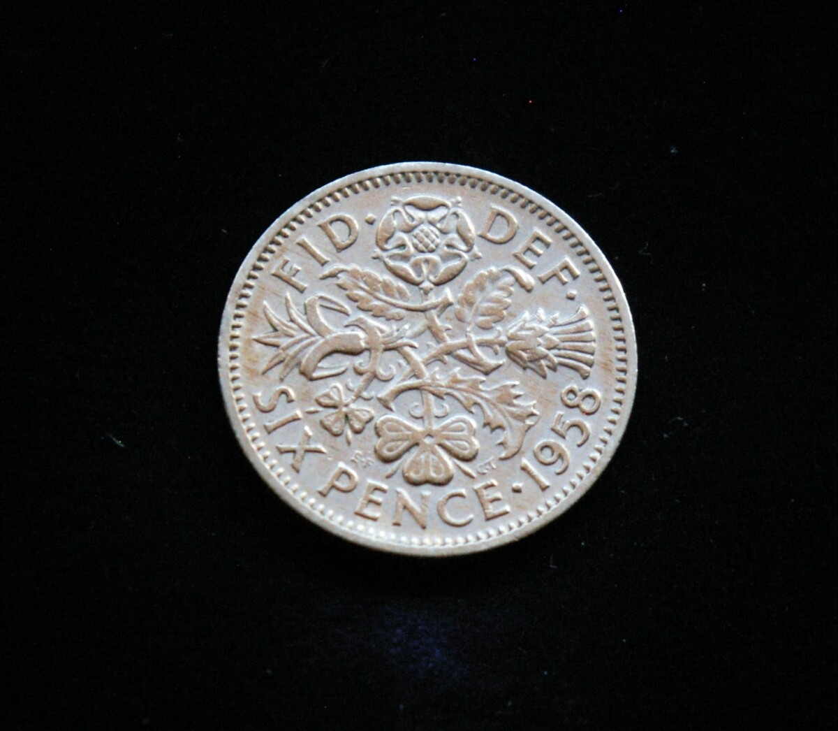 Didžioji Britanija, 6 pensai 1958m