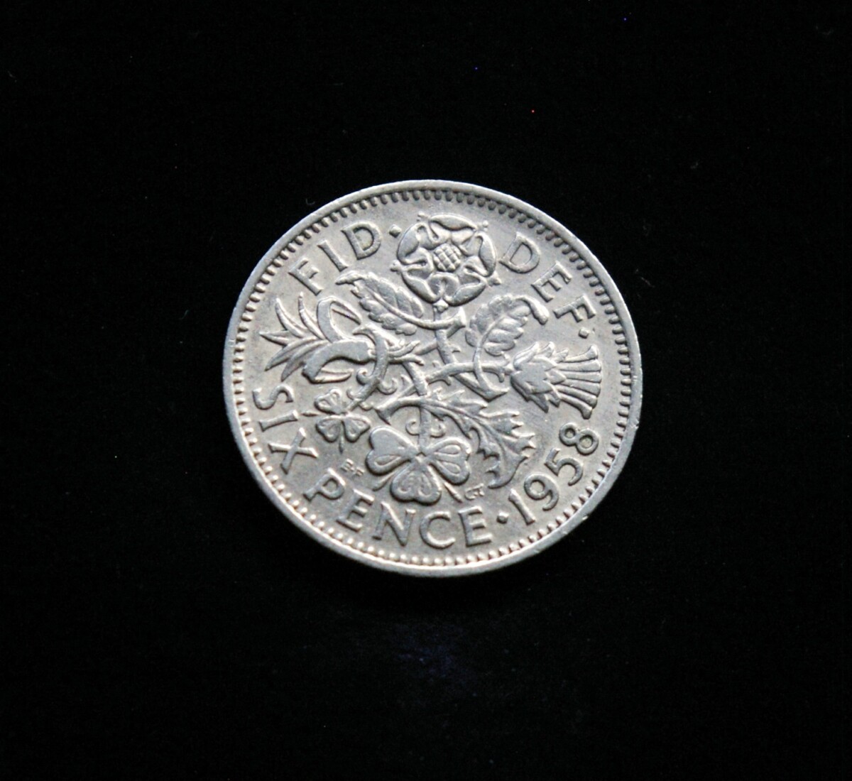 Didžioji Britanija, 6 pensai 1958m