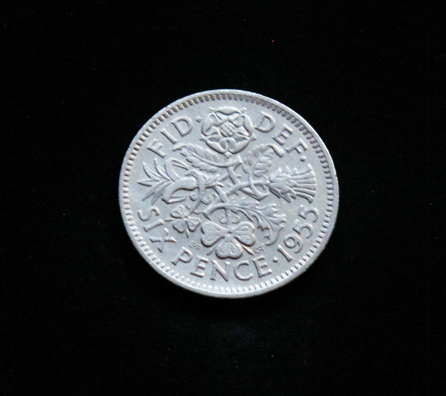 Didžioji Britanija, 6 pensai 1955m