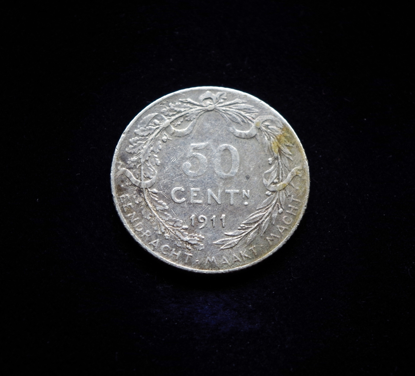 Belgija (DER BELGEN) , SIDABRINIAI 50 santimų 1911m E