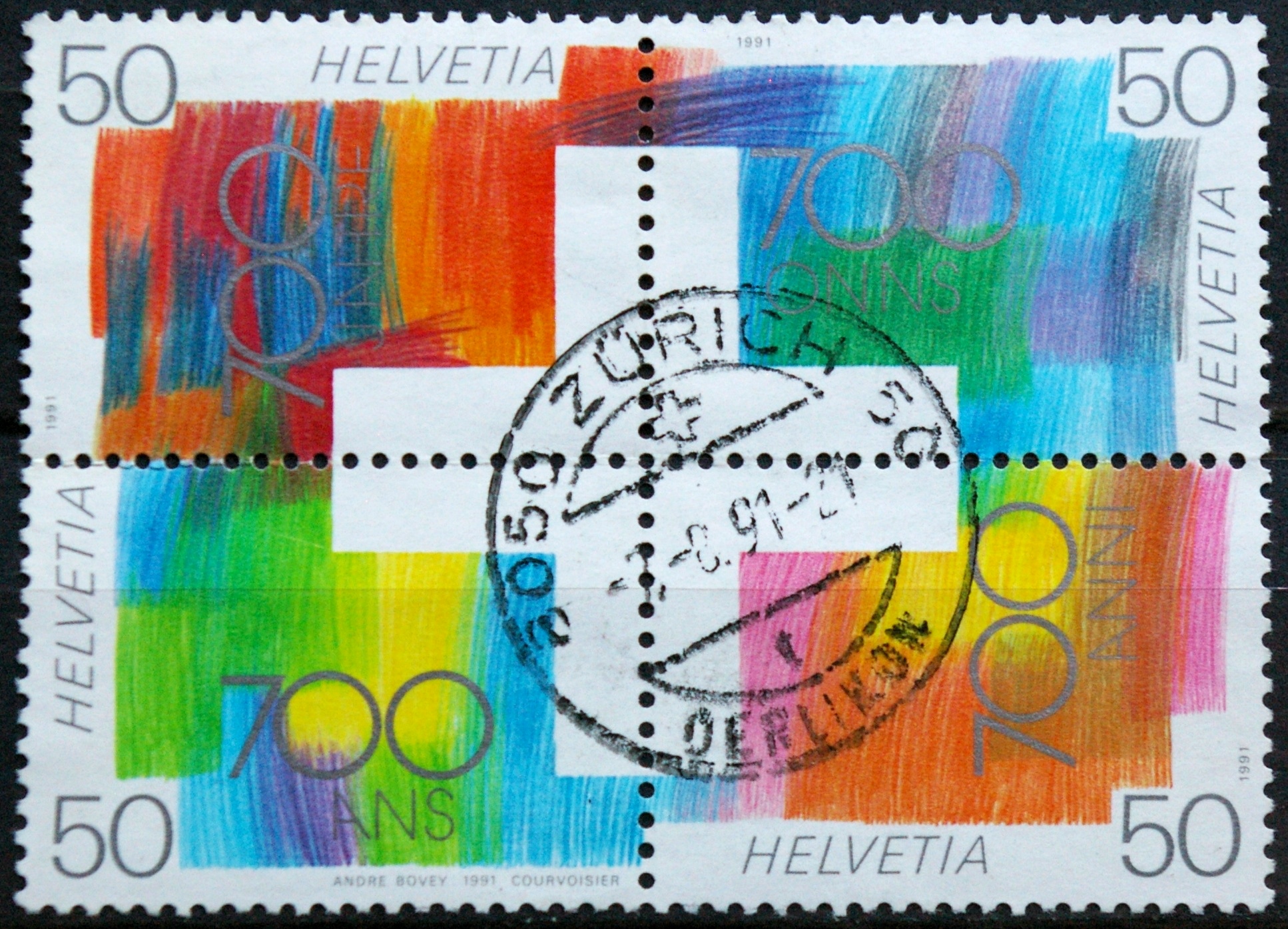 Šveicarija, pilna serija kvartblokyje, MiNr 1438-1441 Used (O)