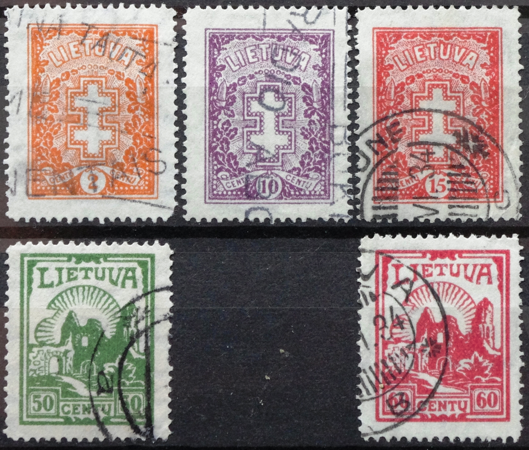 Tarpukario Lietuva, pilna serija MiNr 380-384 Used(O)