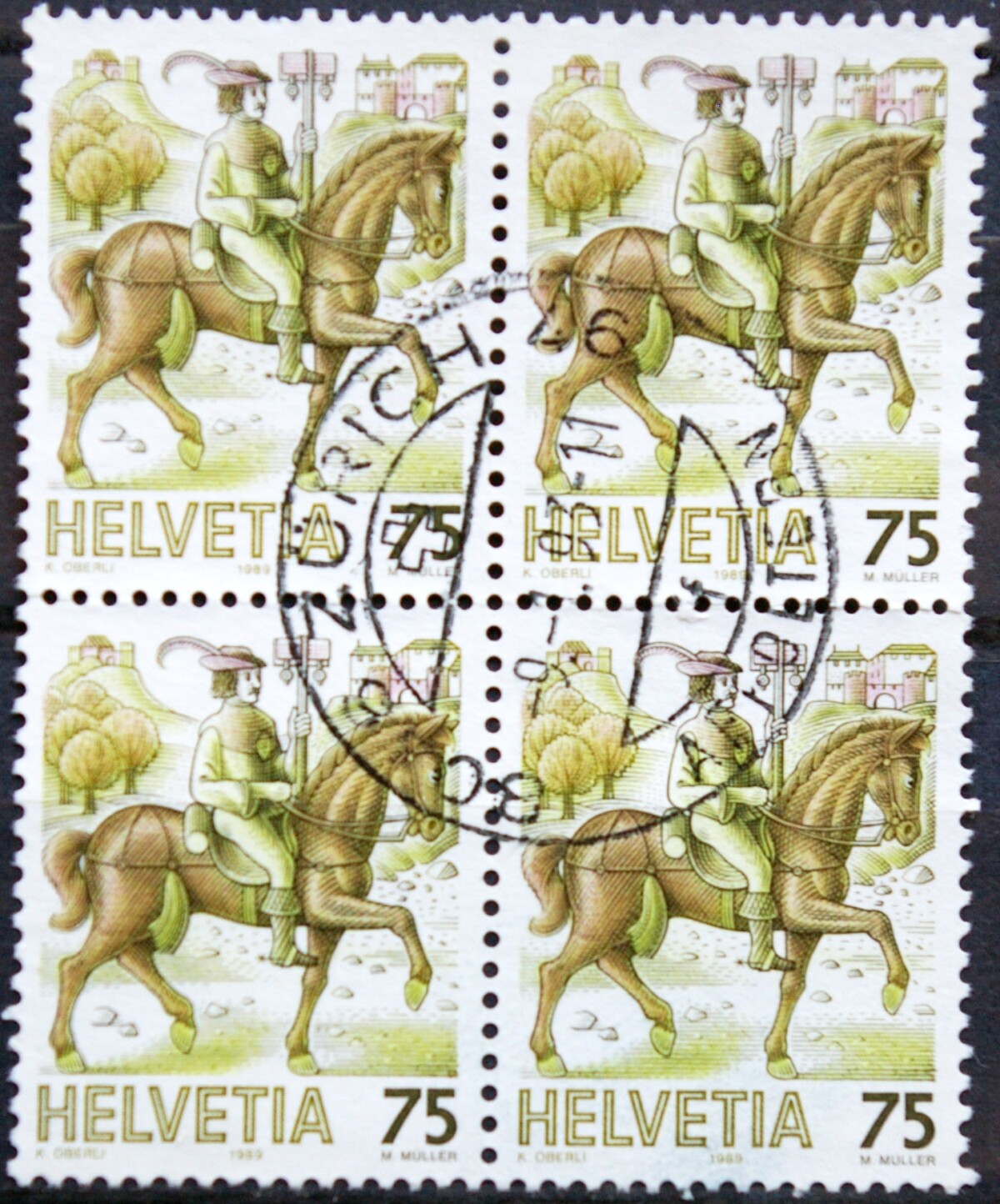 Šveicarija, kvartblokis, MiNr 1390 Used (O)