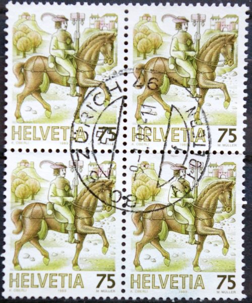 Šveicarija, kvartblokis, MiNr 1390 Used (O)