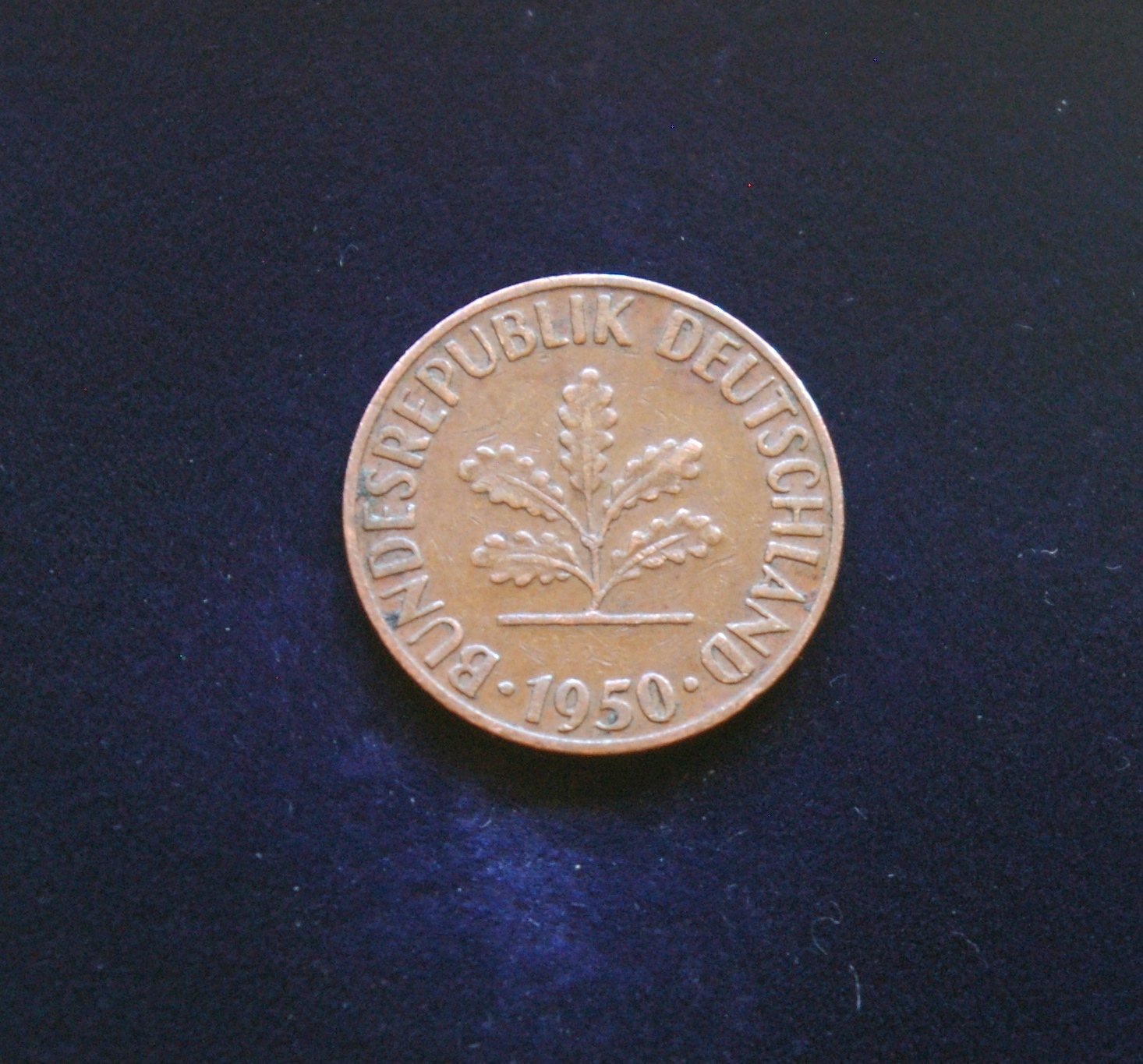 Vokietija, 1 pfenigas 1950m-D