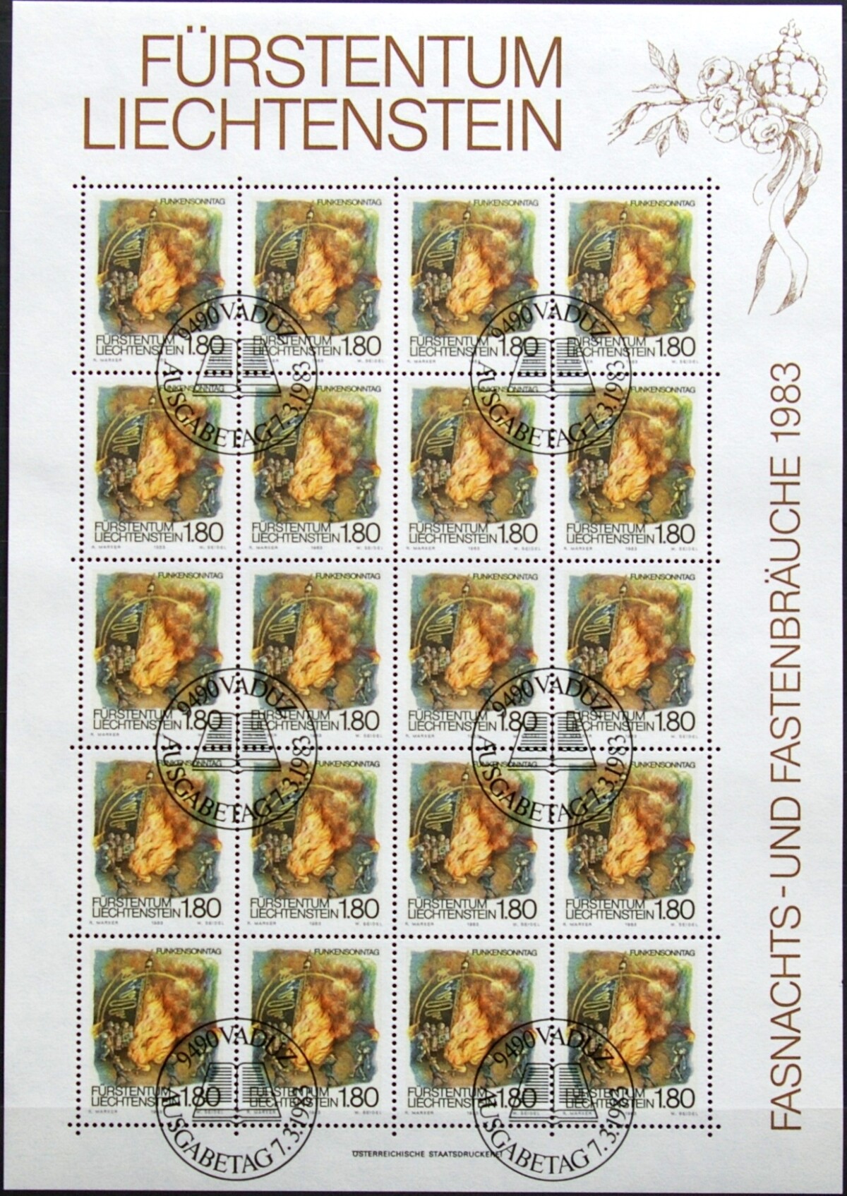 Lichtenšteinas, pilnas mažasis lapukas, MiNr 820 Used (O)