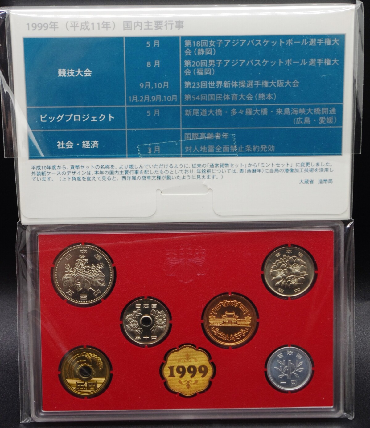 Japonija, 1999 metų monetų rinkinys "Triušis" BU