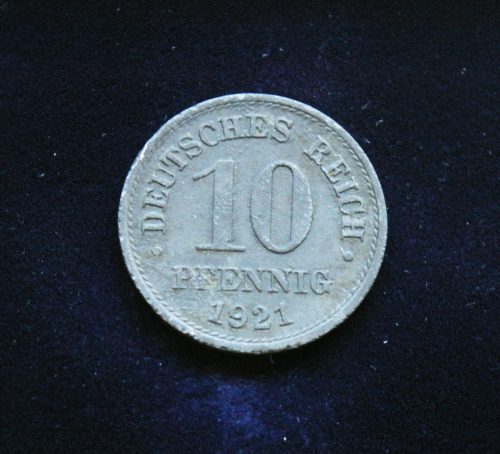 Vokietijos Imperija, 10 pfenigų 1921m