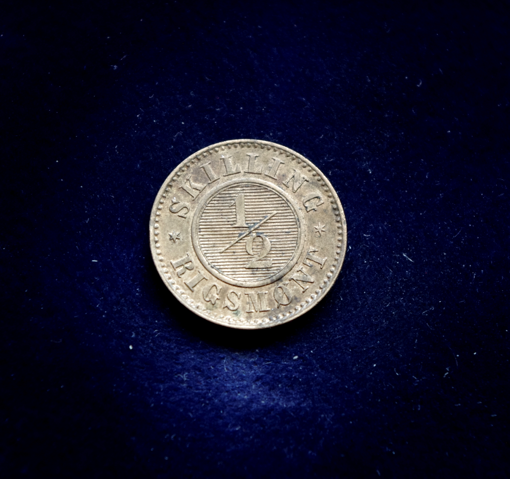 Danija, 1/2 skilingo rigsmontas 1868m E