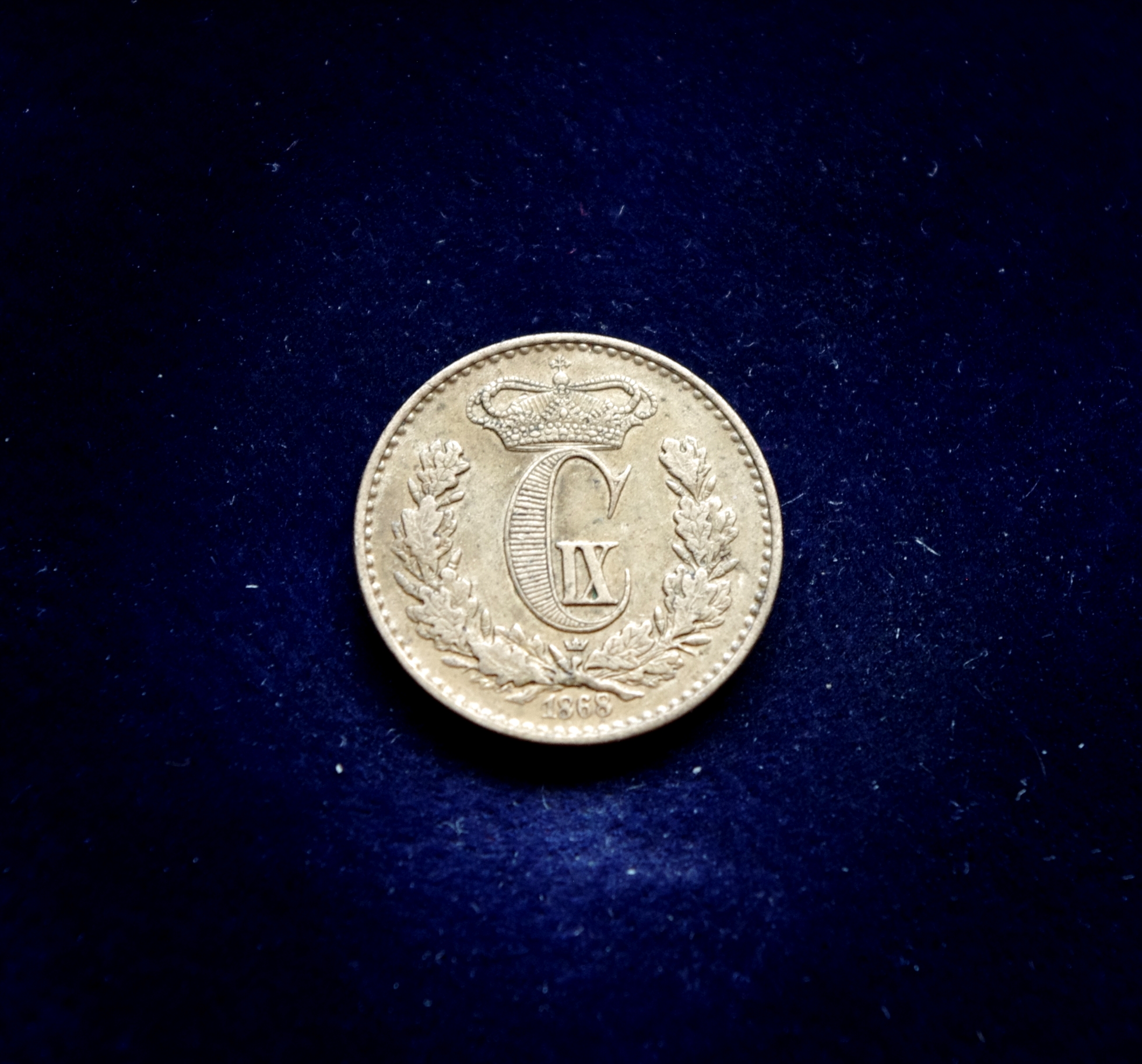 Danija, 1/2 skilingo rigsmontas 1868m E