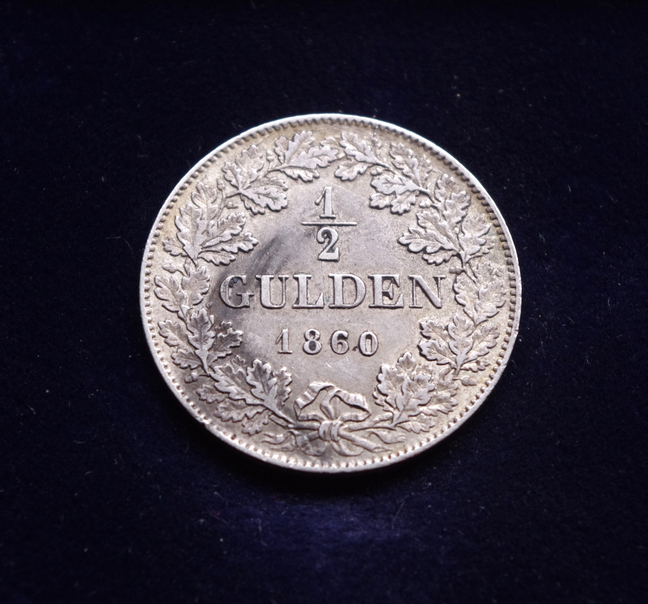 Vokietija, Nassau kunigaikštystė, 1/2 guldeno 1860m E